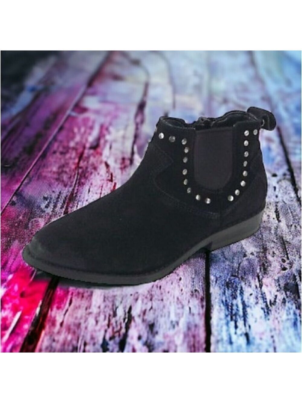 * Treasure & Bond Black Genuine Suede Western Ankle Boots Size 1 (Little Kid)